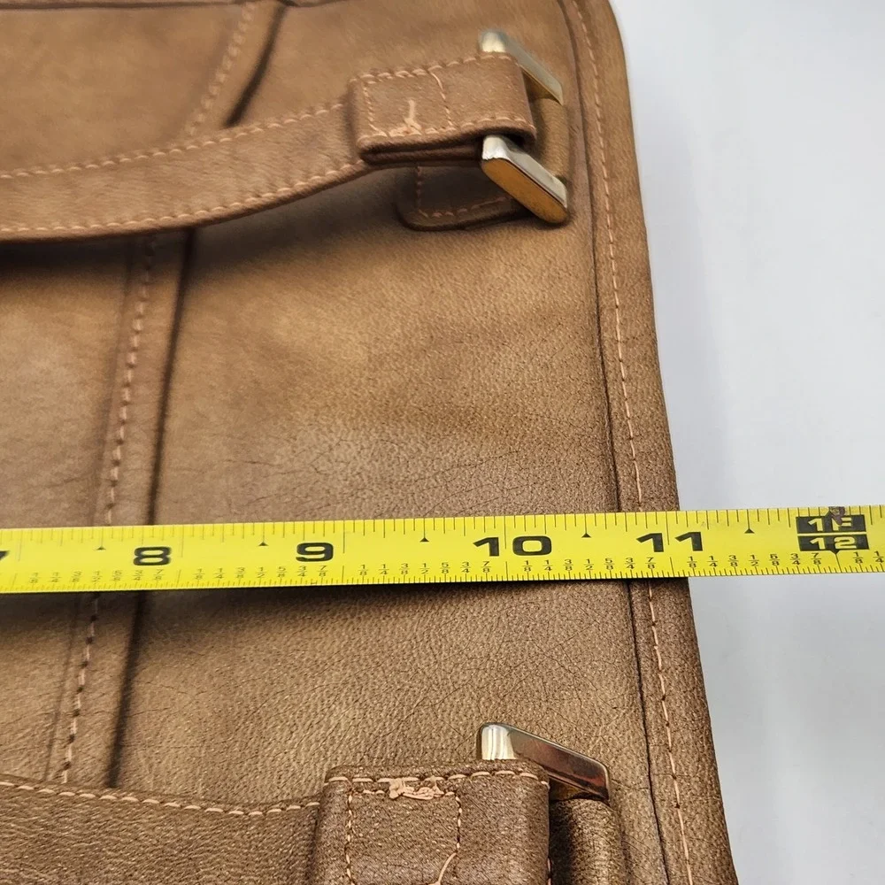MaryAnn Rosenfeld Leather Tote Bag‎ Tan Brown Zip Top Shoulder Handbag